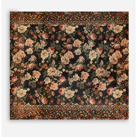 Johnny Was Laurel Canyon Attar Cozy Blanket Reversible Floral Home Black NEW - Picture 2 of 5
